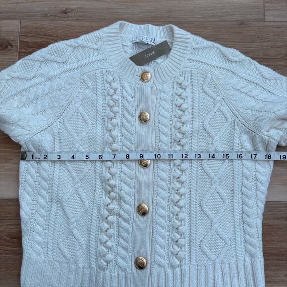 J. Crew Cable-Knit Cardigan Sweater Ivory BM175 S - Picture 4 of 7